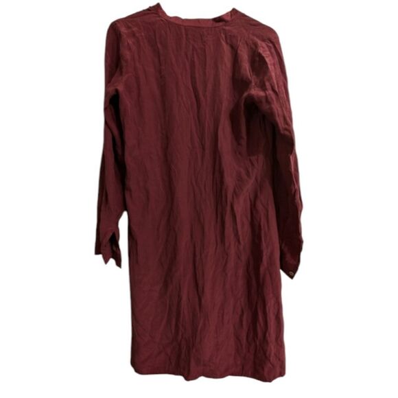 J JILL 💯 silk Shift Dress Tunic Long Sleeves Soft Burgundy sz S - Picture 8 of 11